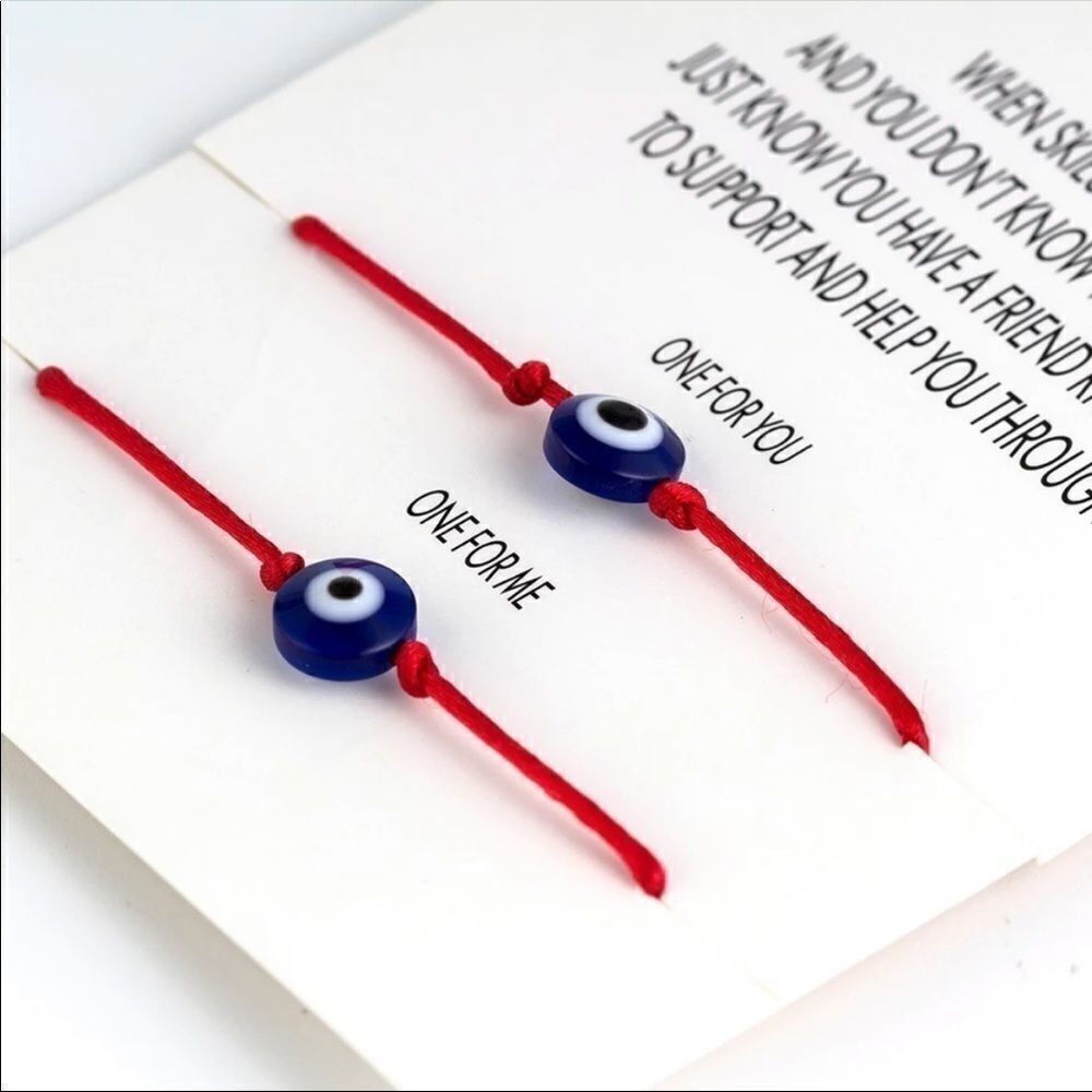 Friendship Eye Nazar protection bracelets 2 red - Picture 2 of 7